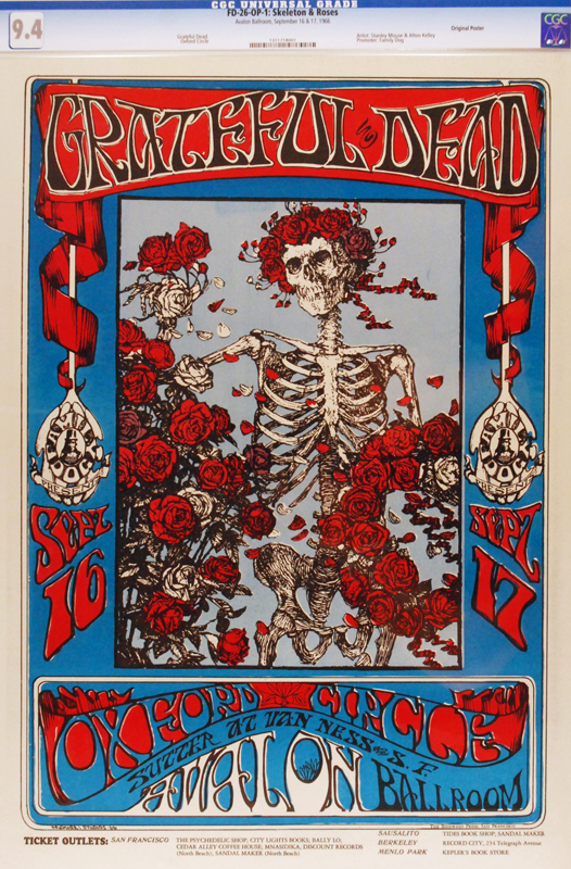 Grateful Dead 1966 Skeleton And Roses Concert Poster Brings World ...